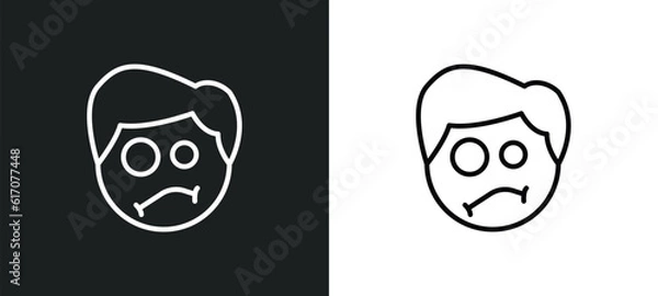 Obraz confused smile line icon in white and black colors. confused smile flat vector icon from confused smile collection for web, mobile apps and ui.