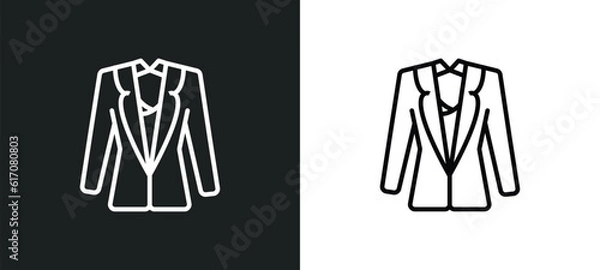 Obraz vest suit line icon in white and black colors. vest suit flat vector icon from vest suit collection for web, mobile apps and ui.