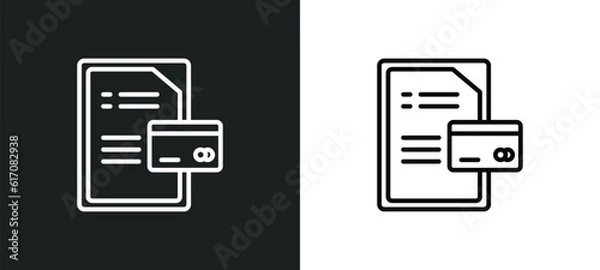 Fototapeta credit report line icon in white and black colors. credit report flat vector icon from credit report collection for web, mobile apps and ui.