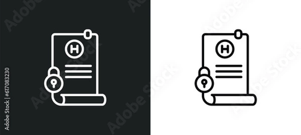 Fototapeta medical record line icon in white and black colors. medical record flat vector icon from medical record collection for web, mobile apps and ui.