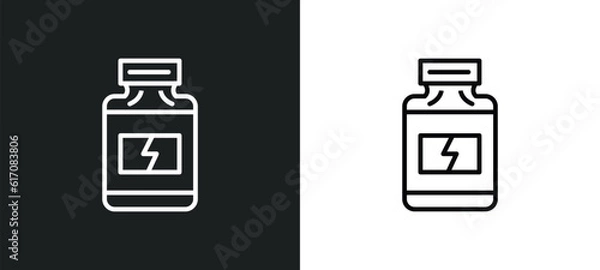 Fototapeta protein container line icon in white and black colors. protein container flat vector icon from protein container collection for web, mobile apps and ui.