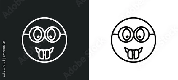 Obraz nerd emoji line icon in white and black colors. nerd emoji flat vector icon from nerd emoji collection for web, mobile apps and ui.