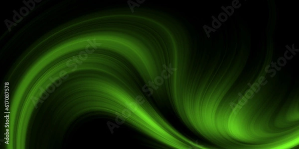 Obraz Abstract green wave on a black background	