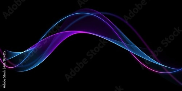Fototapeta Abstract colourful wave on a black background	