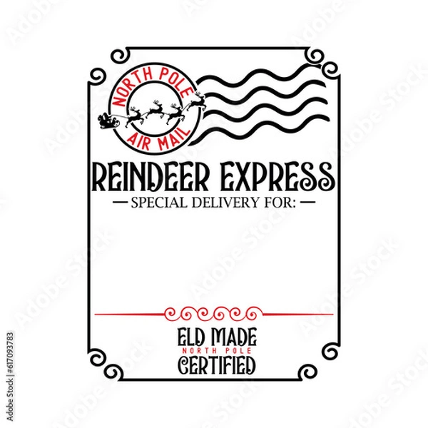 Obraz Santa sack design for crafting decorations, cards, poster. special delivery from the north pole