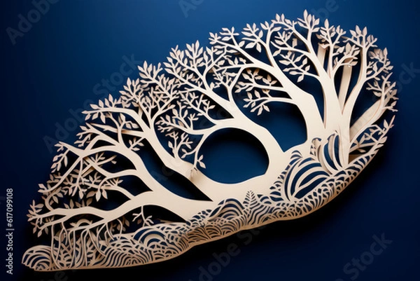 Fototapeta Preserving Nature's Gift: A Paper-Cut Illustration of a Hand Embracing the Fragile Earth. Generative AI Art Illustration	