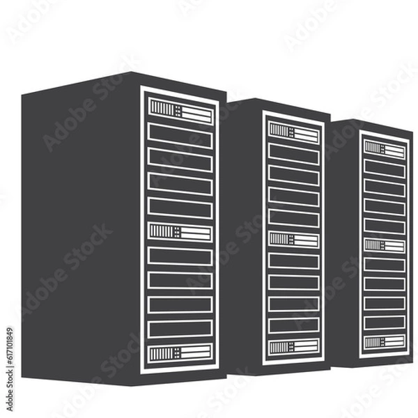 Fototapeta computer server, data storage, vector solid icon