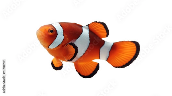 Fototapeta An orange and white clown fish isolated on a transparent background