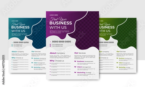Fototapeta professional creative unique flyer design horizontal simple clean template vector design, layout in rectangle size.