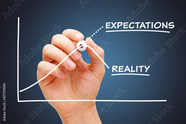 Obraz Expectations vs Reality Disappointment Concept