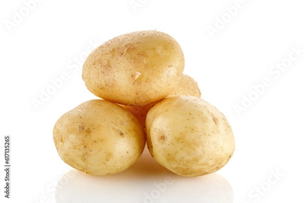 Obraz Group of new potato isolated on white background close-up.