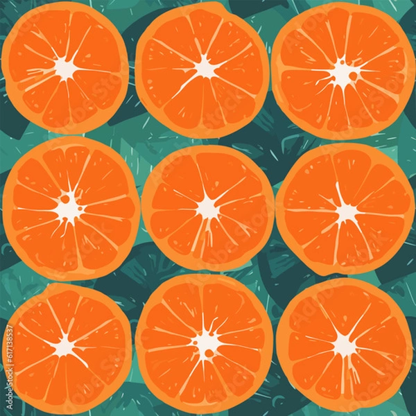 Fototapeta Retro Orange Slices Seamless Pattern