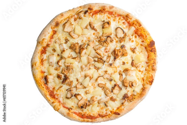 Obraz Pizza with chicken and pineapple. Hawaiian pizza