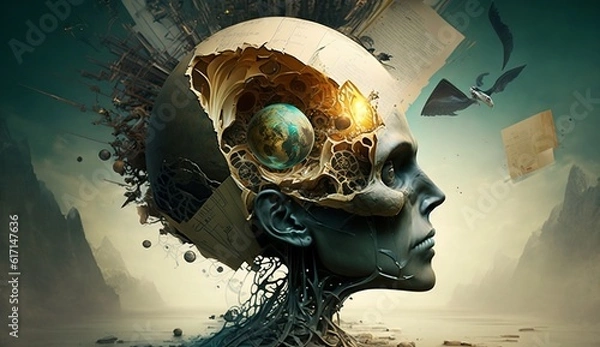 Obraz Abstract and beautiful artistic head (Generative AI)