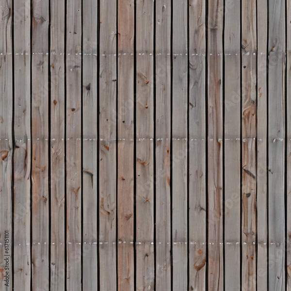 Obraz  wooden fence with a textured surface of rough planks and rustic nails, red cedar wood, 2K