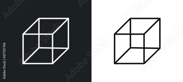 Obraz cube line icon in white and black colors. cube flat vector icon from cube collection for web, mobile apps and ui.