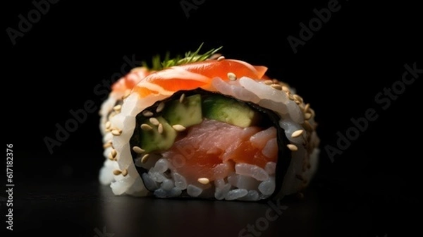 Fototapeta Japanese sushi and rolls. Generative AI