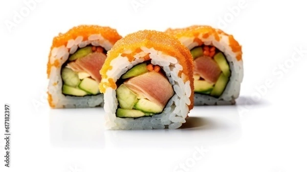 Fototapeta Japanese sushi and rolls. Generative AI