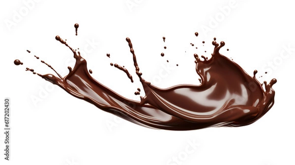 Fototapeta Chocolate Splash on transparent png, easy to use- Generative AI