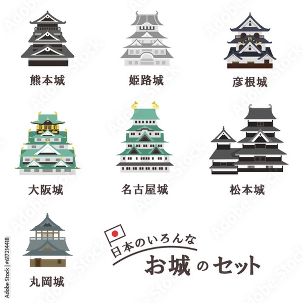 Obraz 日本にある色んなお城セット　線無し