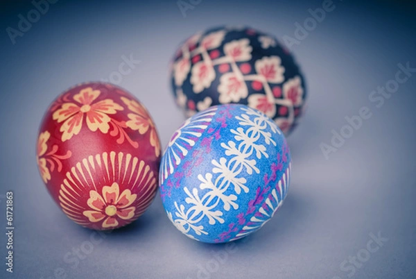 Fototapeta Easter eggs on blue