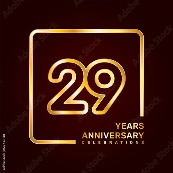 Fototapeta 29th anniversary template design with double line numbers in gold color, vector template