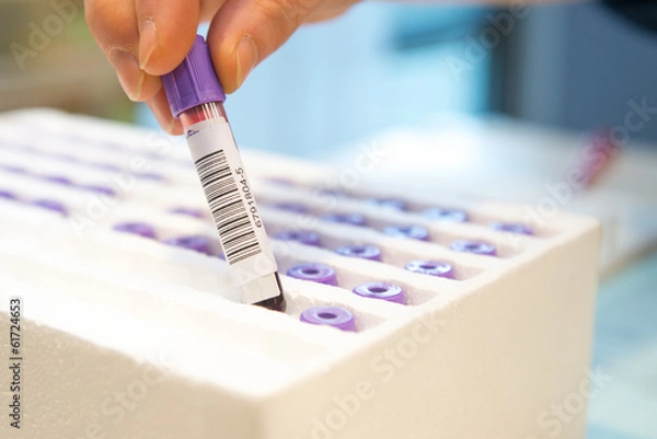 Fototapeta Röhrchen mit einer Blutprobe