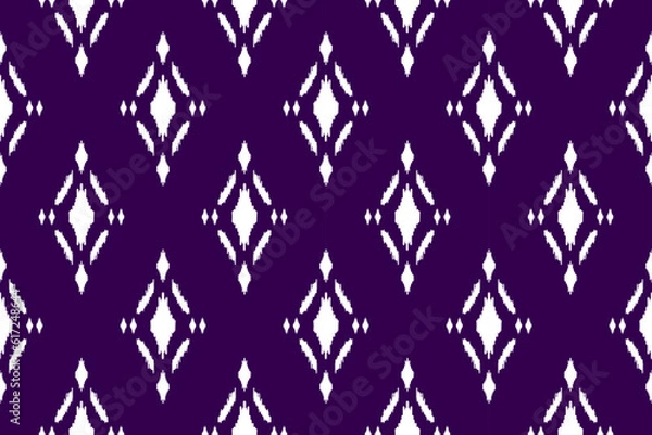 Fototapeta Fabric ikat pattern art. Ethnic seamless pattern traditional. American, Mexican style. Design for background, wallpaper, illustration, fabric, clothing, carpet, textile, batik, embroidery.
