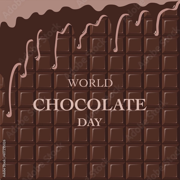Obraz World Chocolate Day. Melted chocolate. Happy Chocolate Day Instagram post, postcard or banner.