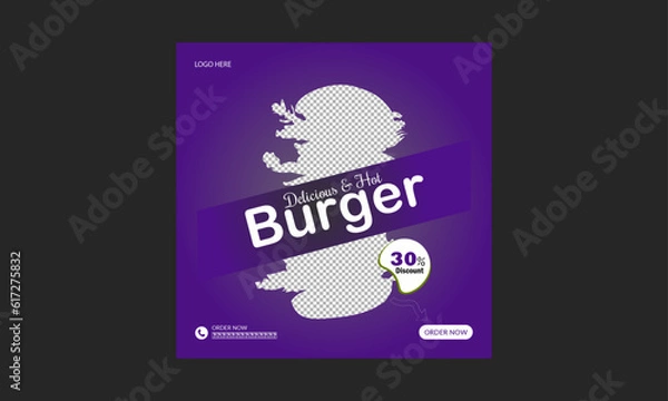 Fototapeta Burger social media post square size.