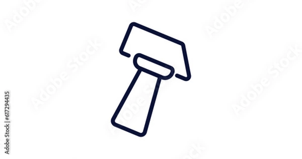 Fototapeta inclined hammer icon. Thin line inclined hammer icon from construction collection. Outline vector isolated on white background. Editable inclined hammer symbol can be used web and mobile
