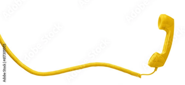 Obraz Yellow vintage telephone handset cut out with no background