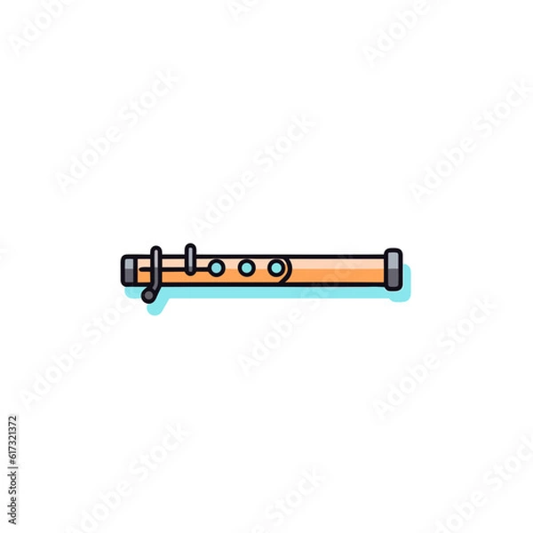 Obraz Flute Icon on White Background. 2D Linear Vector. Minimalist Design.