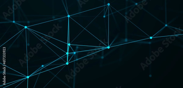 Fototapeta Plexus of lines and dots. Connected particles. Network geometry background. 3d rendering