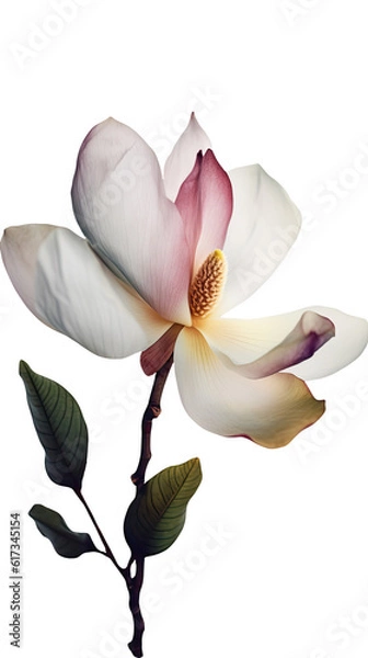 Fototapeta Amazing Image of Soft Pink Magnolia Flower on Transparent Background. Generative AI.