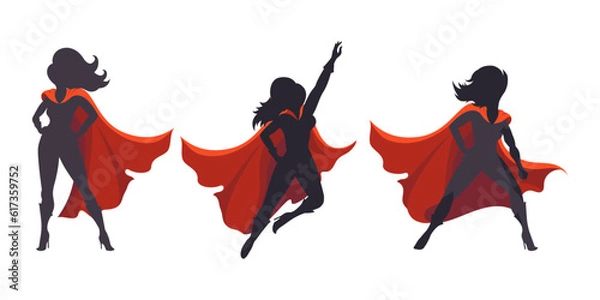 Obraz Female Superhero Characters Posing Silhouettes
