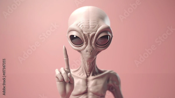 Fototapeta alien showing peace sign, 3d render. ,generative AI