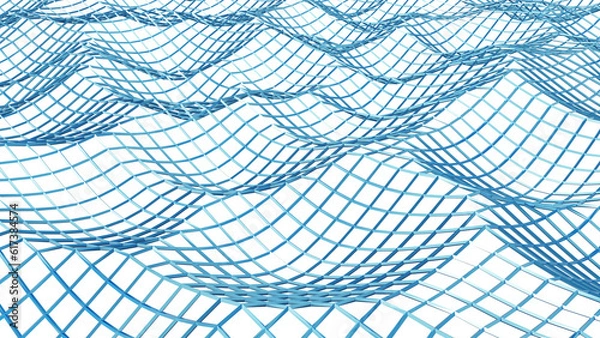 Fototapeta 3d rendering of abstract sea wave wireframe looks from above.