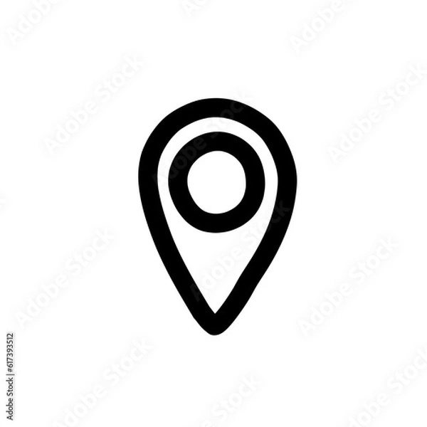 Fototapeta Map pointer doodle icon logo Mark arrow sign symbol emblem Hand drawn ink sketch Cartoon design game style Fashion print for clothes apparel greeting card banner online store poster flyer cover banner