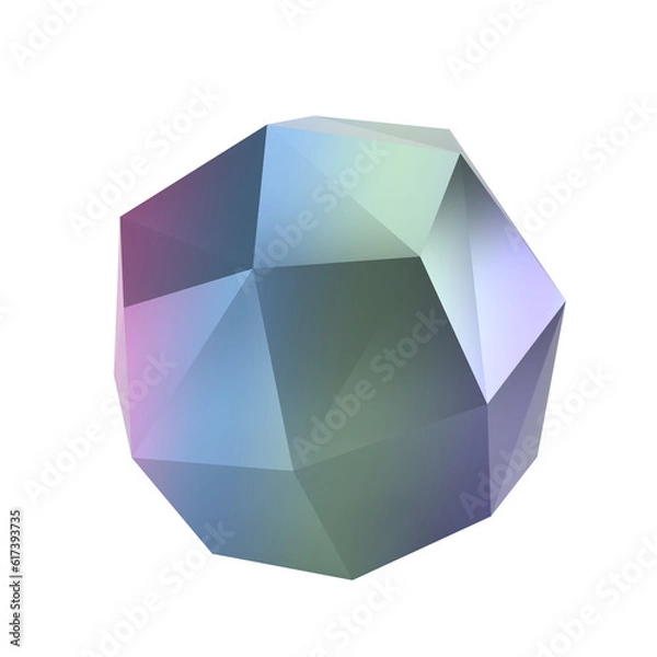 Fototapeta 3d element abstract polygon ball metal geometric shape. Realistic glossy gradient luxury template decorative design illustration. Minimalist bright circle volumed mockup isolated transparent png