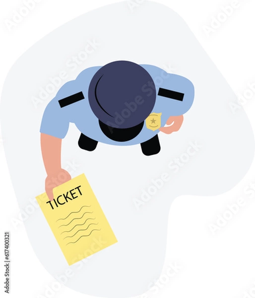 Obraz Police Officer Handing Over A Ticket, Areal View