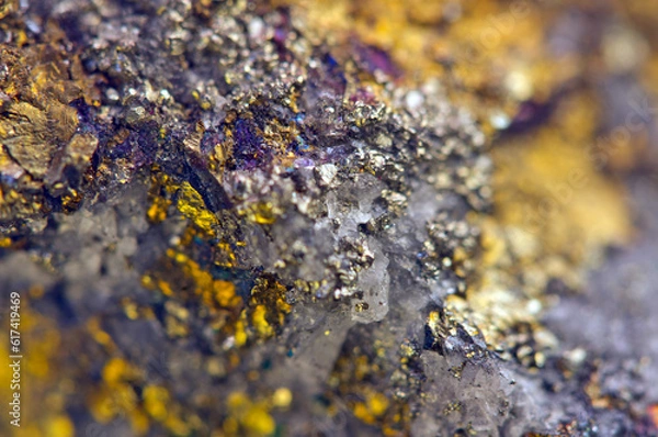 Fototapeta Golden background. Gold. Ore close-up. Nugget. Nugget close-up background. Crystals.