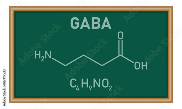 Fototapeta Chemical structure of γ-Aminobutyric acid or gamma-aminobutyric acid or GABA (C4H9NO2). Chemical resources for teachers and students. Vector illustration isolated on white background.