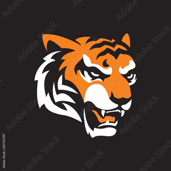 Obraz tiger head vector illustration on black background