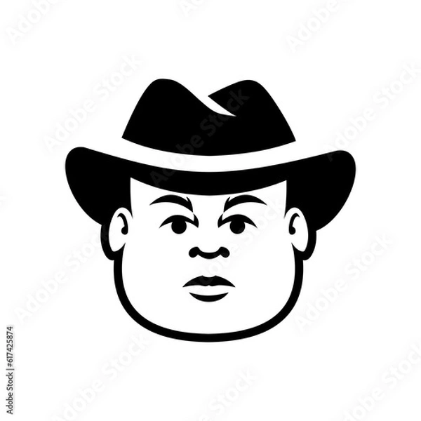 Obraz Fat Bald Beard Man mascot logo illustration