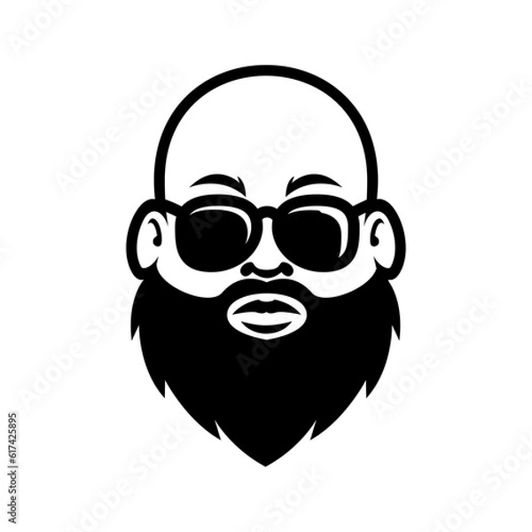 Obraz Fat Bald Beard Man mascot logo illustration