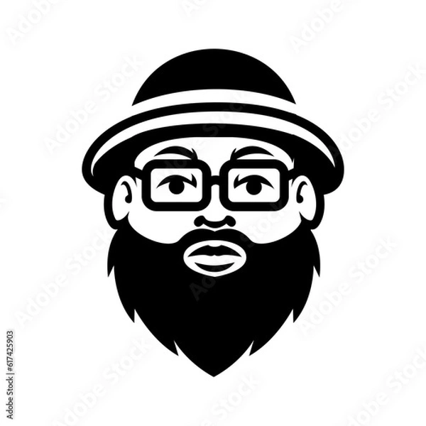 Obraz Fat Bald Beard Man mascot logo illustration
