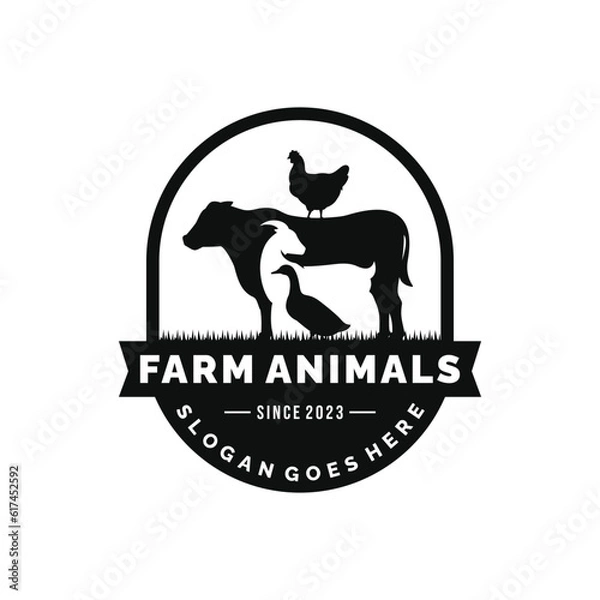 Obraz Farm animals logo design vector. Livestock logo vector