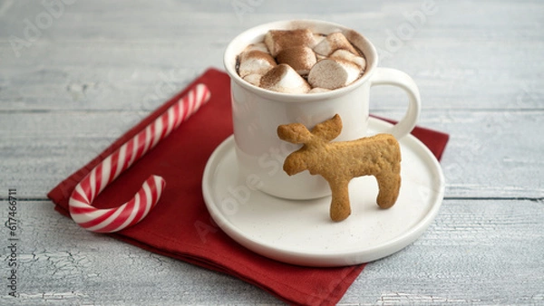 Fototapeta New Year's mood with a warm sweet drink