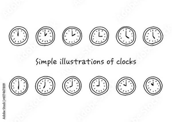 Obraz ペンを使った手描きの時計のイラスト素材